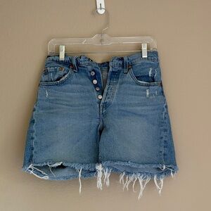 Levis Distressed Blue Denim Shorts